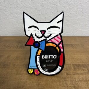 Romero Britto Fun Cat Picture Frame Holds 2.25"x 3" 2011 Rare Retired #331701